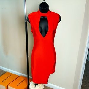 Elegant red bandage dress size small but stretchy